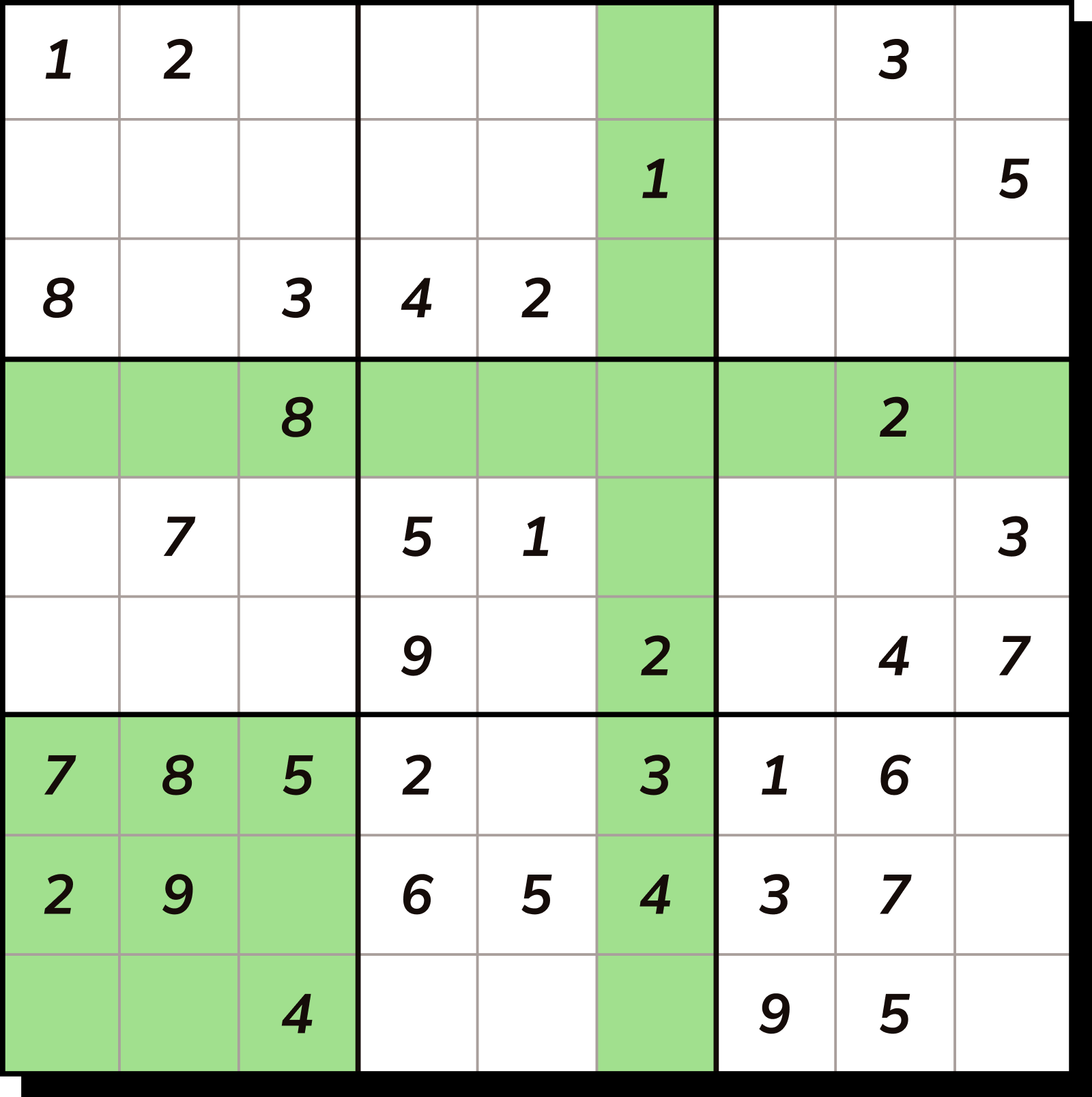 Griglia di puzzle Sudoku Conquest 9x9